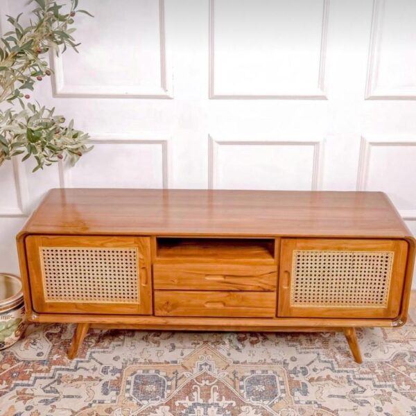Bufet TV Retro Minimalis – Full Kayu Jati, Desain Custom Sesuai Ruangan - Gambar 3