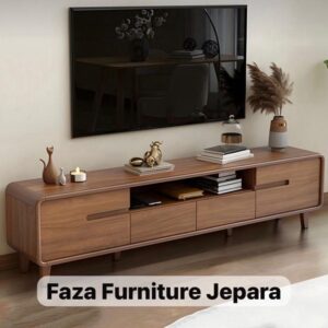 Bufet TV Retro Minimalis – Full Kayu Jati, Desain Custom Sesuai Ruangan