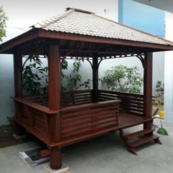 Gazebo Full Kayu Jati – Tahan Cuaca, Bisa Custom Ukuran & Desain - Gambar 3
