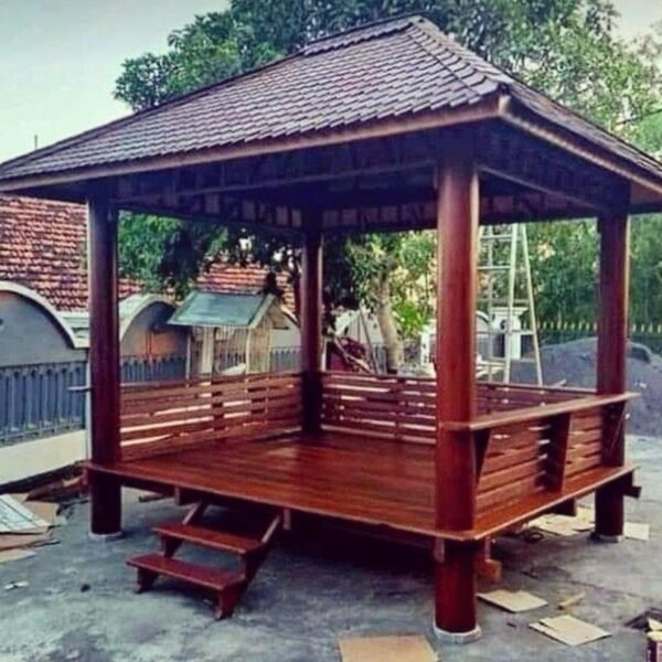 Gazebo Full Kayu Jati – Tahan Cuaca, Bisa Custom Ukuran & Desain - Gambar 4