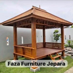 Gazebo Full Kayu Jati – Tahan Cuaca, Bisa Custom Ukuran & Desain