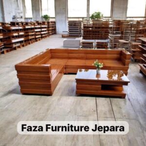 Kursi Sudut Box Kayu Jati – Desain Minimalis Pojok Ruang Tamu Asli Jepara