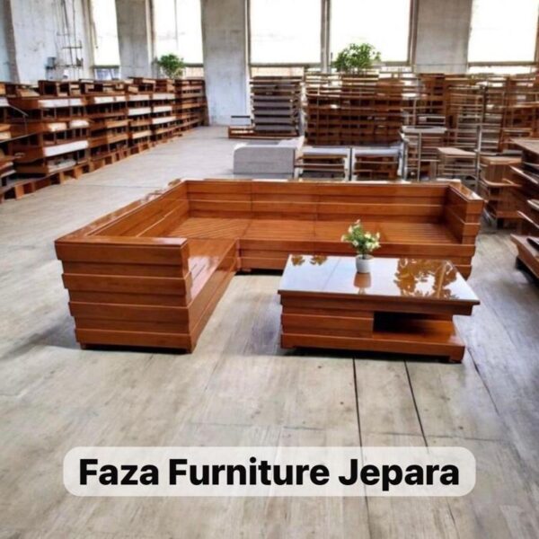 Kursi Sudut Box Kayu Jati – Desain Minimalis Pojok Ruang Tamu Asli Jepara