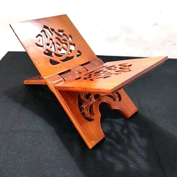 Rehal Al-Qur’an Kayu Mahoni – Ukiran Jepara, Dudukan Kitab Motif Iqro’ - Gambar 2