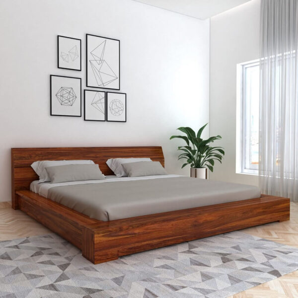Tempat Tidur Minimalis Rangka Kayu Jati Natural